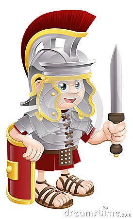 Roman Soldier with Sword Vector Illustration