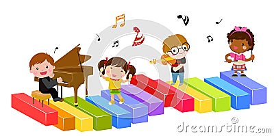 Kids and music Vector Illustration