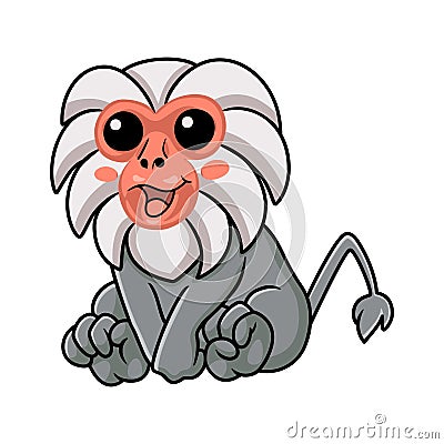 Cute little hamadryad monkey cartoon sitting Vector Illustration