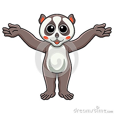 Cute little loris cartoon raising hands Vector Illustration