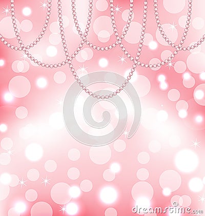 Cute pink background with pearls Vector Illustration