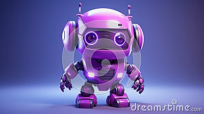illustration of a cute purple colored robot Cartoon Illustration