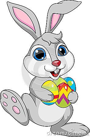 Cute rabbit with ester egg Vector Illustration