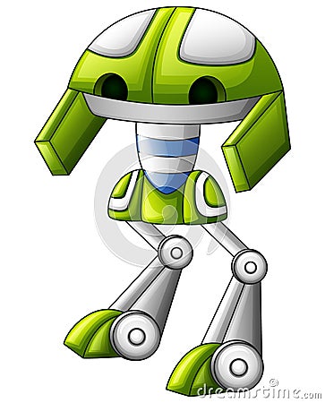 Cute robot green cartoon isolated on white background Vector Illustration