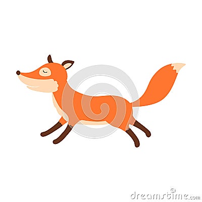 Illustration cute running fox. Vector illustration isolated. Vector Illustration