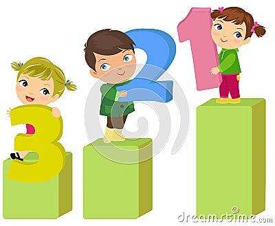 Three children Vector Illustration