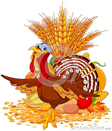 Cute Turkey Vector Illustration