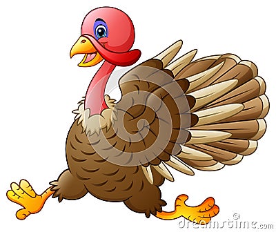 Cute turkey running Vector Illustration