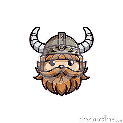 Cute viking face logo symbol Vector Illustration