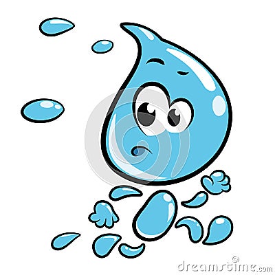 Illustration of a cute water drop running Vector Illustration
