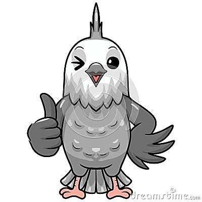 Cute whiteface cockatiel bird cartoon giving thumb up Vector Illustration