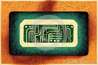 Circuit Board, cyber chip. Illustration Stock Photo