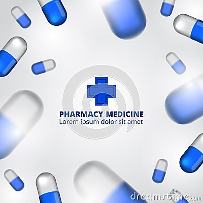 Illustration of 3D capsule pill medicine pharmacy infographic data visualization healthcare nutrition ingredients Stock Photo