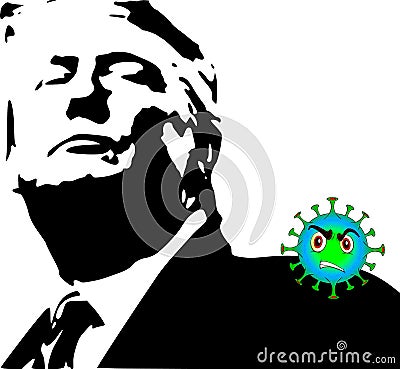 An illustration 3D of Donald Trump against the Coronavirus Cartoon Illustration