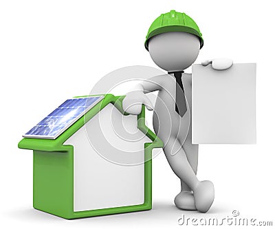 Illustration 3d house with energy certification Cartoon Illustration