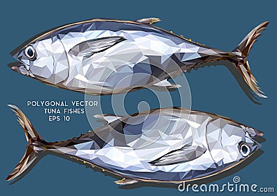 Illustration low polygon drawing of tuna fishes Stock Photo