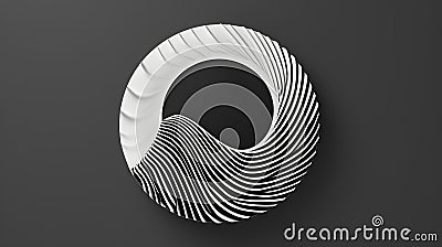 illustration 3D Model Minimal circular icon with abstract line patterns forming a sphere Cartoon Illustration