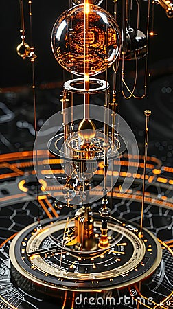 illustration 3D Model Quantum AI system for cryptographic security and unbreakable encryption Cartoon Illustration