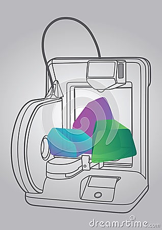 Illustration of the 3D printer Vector Illustration