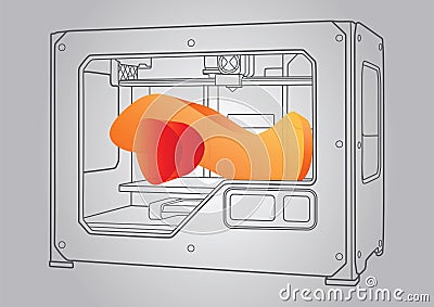 Illustration of the 3D printer Vector Illustration