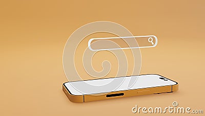 Illustration of 3D Rendered Phone with Beautiful Orange Background and Multiple Popping Screens: Perfect for Sticker Designs Cartoon Illustration