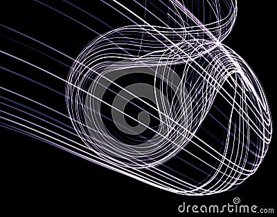 Illustration or 3D rendering. Abstract lines forming a three-dimensional framework on a black background Stock Photo