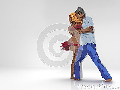 Illustration of dancing pair. Glass. 3d rendering Stock Photo