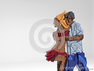 Illustration of dancing pair. Glass. 3d rendering Stock Photo