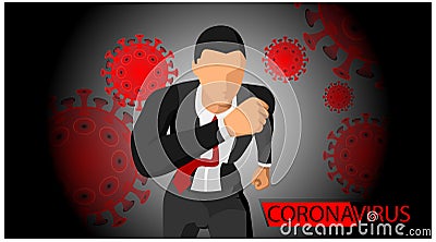 Illustration of the dangers of corona virus. Virus terror impacts businessmen. Fright Vector Illustration