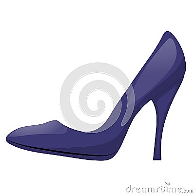 Illustration of dark blue shoe with high heel. Isolated on white background. Vector illustration Stock Photo