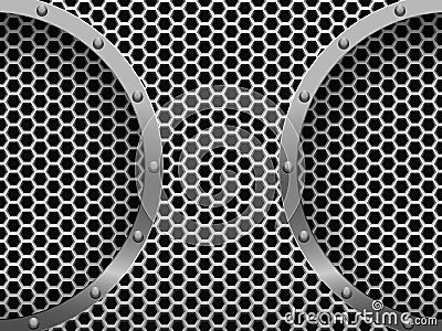 Illustration of dark hexagon metal grill Vector Illustration