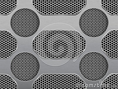 Illustration of dark hexagon metal grill texture Vector Illustration