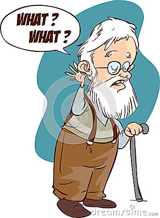 Illustration of deaf problem, hearing loss, aging.Vector art, fl Vector Illustration