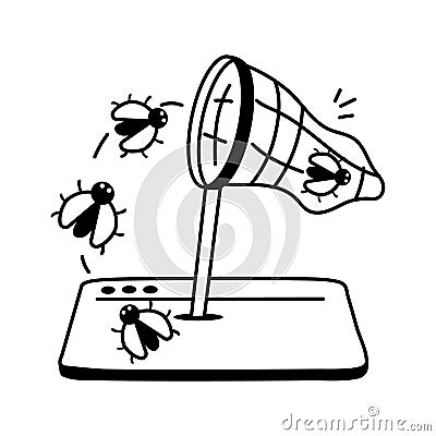 Illustration of debugging tools for identifying and resolving software bugs Vector Illustration