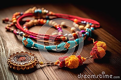 Illustration of a decorated rakhi with exquisite details, generative ai Stock Photo