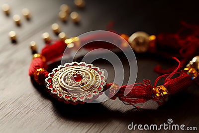 Illustration of a decorated rakhi with exquisite details, generative ai Stock Photo