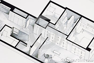 Illustration of deep elegant floor plan design apartment Stock Photo