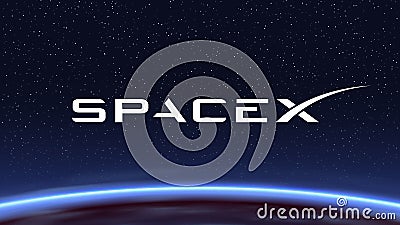 Illustration of Deep Space and Spacex Logo Over It Vector Illustration