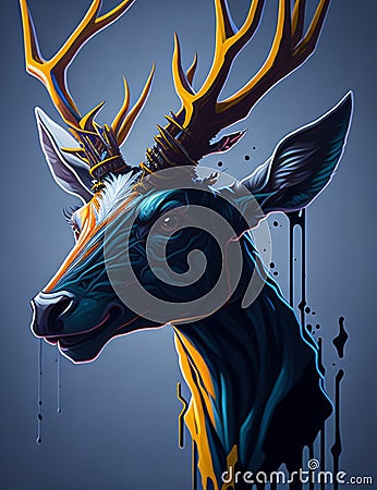 Illustration of a deer head captures the regal and serene essence of the majestic creature Stock Photo