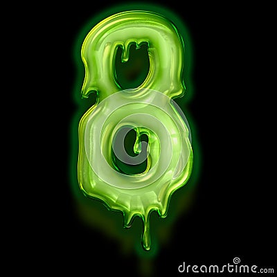 number 8 of abstract alphabet with horror slime effect Cartoon Illustration