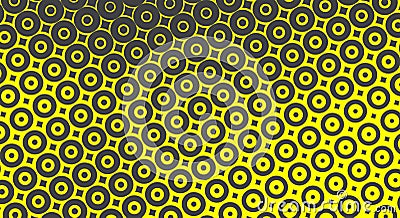 Abstract pattern background of yellow circles and squares in stroke gradation and color content Cartoon Illustration