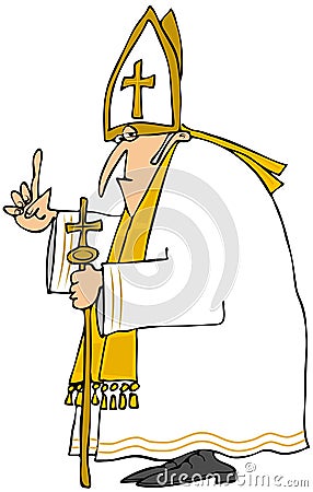 Pope in white Cartoon Illustration