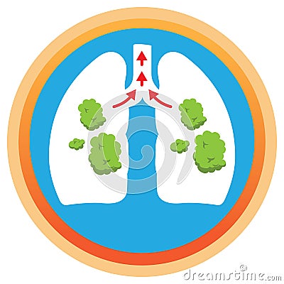 Illustration depicts a lung with phlegm, mucus being spelled Vector Illustration