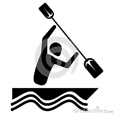 Illustration depicts sport pictogram mode, rowing, raft, games Vector Illustration