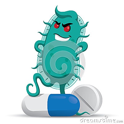 Illustration depicts a super bug microorganism, drug resistant or antibiotic Vector Illustration