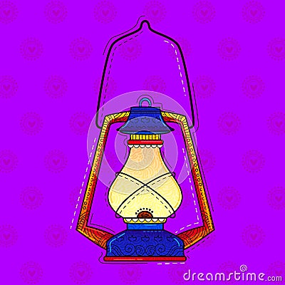 Illustration of desi indian art style village lantern. Stock Photo