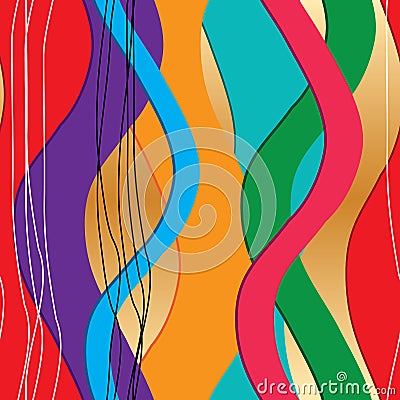 3d 2d wave colorful vertical seamless pattern Vector Illustration