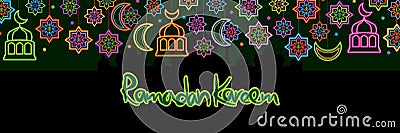 Singapore Malay Hari Raya Haji neon hang banner Vector Illustration