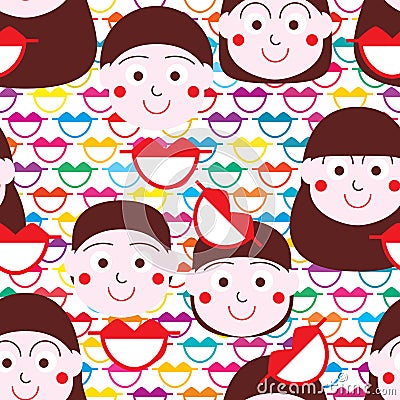 Boy girl bring laughter best medicine seamless pattern Vector Illustration