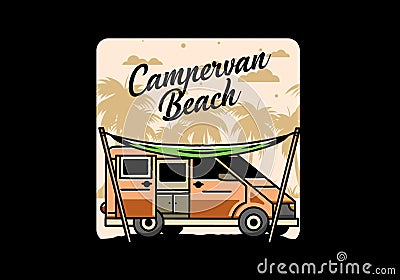 Van camper and flysheet illustration design Vector Illustration